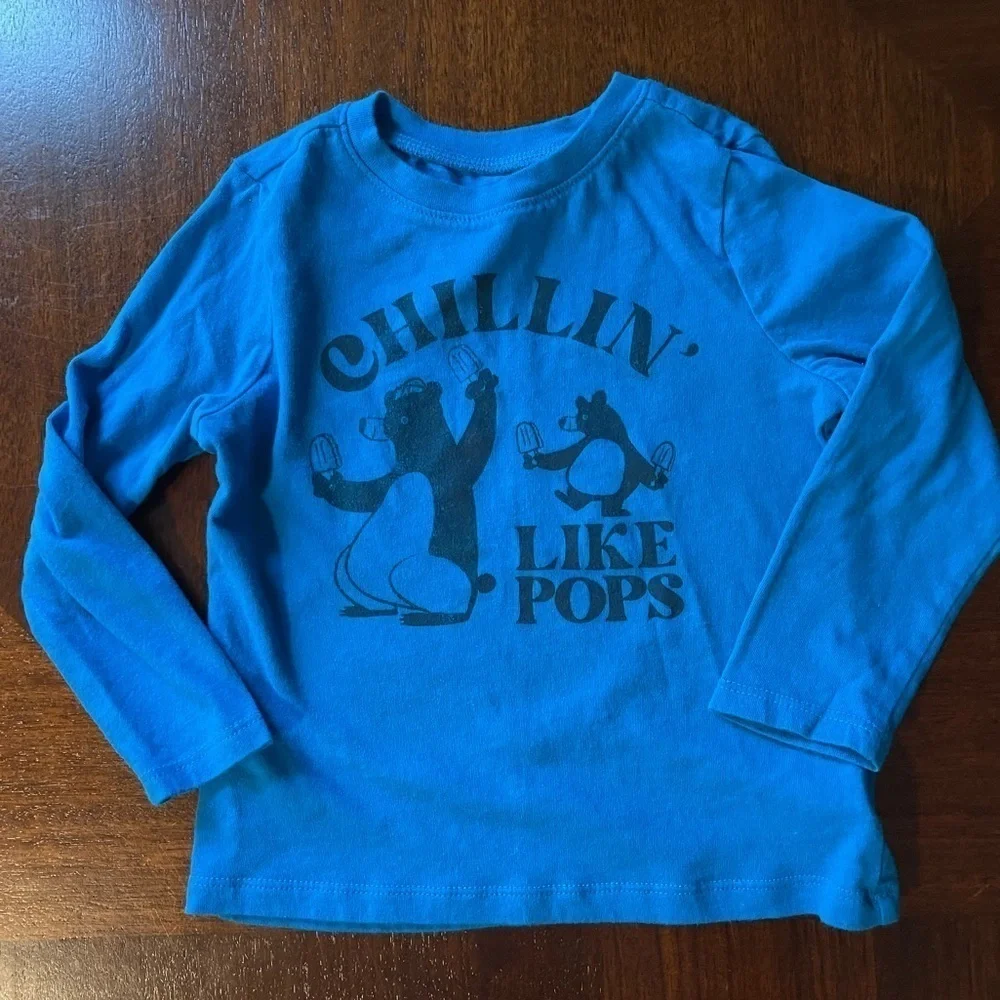 Old Navy | “Chillin like Pops” Blue Long Sleeve Shirt | boy 3t